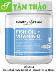 Dầu cá bổ mắt Healthy Care Fish oil + vitamin D- ÚC hộp 200 viên 