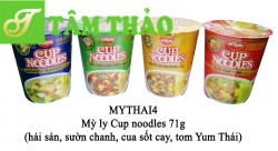 Mỳ ly Cup noodles vị thái tom yum, hải sản, sườn chua, sốt cay singapore 71g
