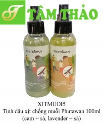 Tinh dầu xịt chống muỗi Phutawan 100ml hương cam sả (vàng) , hương Lavender sả (xanh)