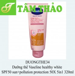 Dưỡng thể Vaseline healthy white SPF50 sun+pollution protection 50X 5in1 320ml 