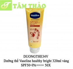Dưỡng thể Vaseline healthy bright SPF50+PA++++ 50X  320ml vàng 8851932388115