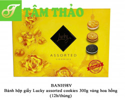 Bánh hộp giấy Lucky assorted cookies 300g  (12h/thùng) hoa hồng 8858223006567