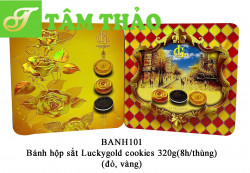 Bánh hộp sắt Luckygold cookies đỏ 320g -8858223008073 (8h/thùng)